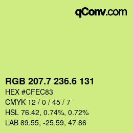 カラーコード: RGB 207.7 236.6 131 | qconv.com