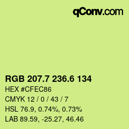 カラーコード: RGB 207.7 236.6 134 | qconv.com