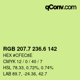 カラーコード: RGB 207.7 236.6 142 | qconv.com