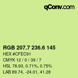 カラーコード: RGB 207.7 236.6 145 | qconv.com