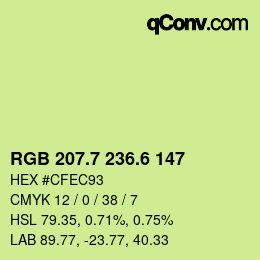 カラーコード: RGB 207.7 236.6 147 | qconv.com