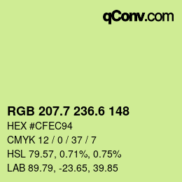 カラーコード: RGB 207.7 236.6 148 | qconv.com