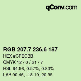 カラーコード: RGB 207.7 236.6 187 | qconv.com