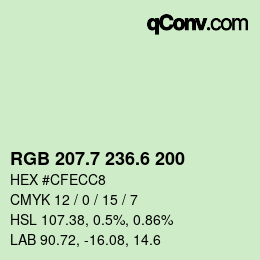 カラーコード: RGB 207.7 236.6 200 | qconv.com