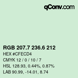 カラーコード: RGB 207.7 236.6 212 | qconv.com