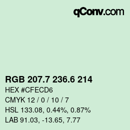 カラーコード: RGB 207.7 236.6 214 | qconv.com