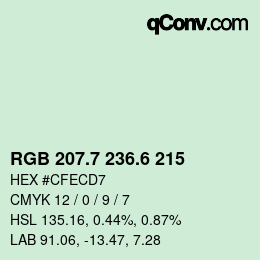 カラーコード: RGB 207.7 236.6 215 | qconv.com