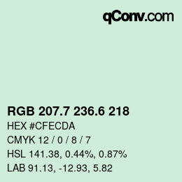 カラーコード: RGB 207.7 236.6 218 | qconv.com