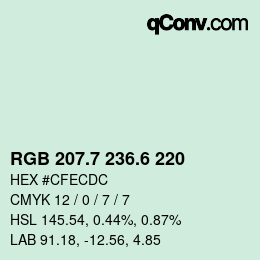 カラーコード: RGB 207.7 236.6 220 | qconv.com