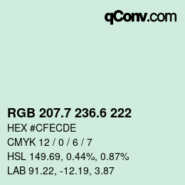 カラーコード: RGB 207.7 236.6 222 | qconv.com