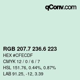カラーコード: RGB 207.7 236.6 223 | qconv.com