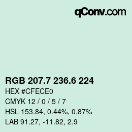カラーコード: RGB 207.7 236.6 224 | qconv.com