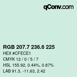 カラーコード: RGB 207.7 236.6 225 | qconv.com