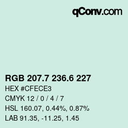 カラーコード: RGB 207.7 236.6 227 | qconv.com