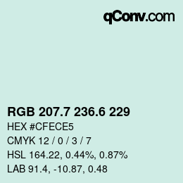 カラーコード: RGB 207.7 236.6 229 | qconv.com