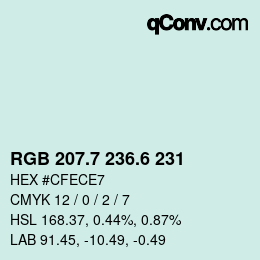 カラーコード: RGB 207.7 236.6 231 | qconv.com
