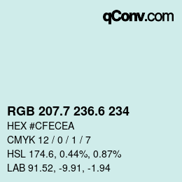 カラーコード: RGB 207.7 236.6 234 | qconv.com