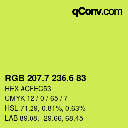 カラーコード: RGB 207.7 236.6 83 | qconv.com