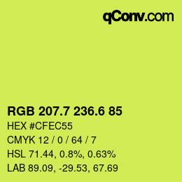 カラーコード: RGB 207.7 236.6 85 | qconv.com