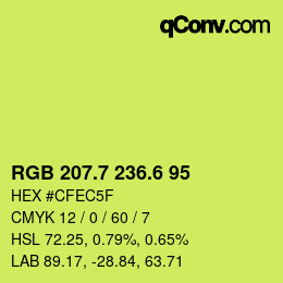カラーコード: RGB 207.7 236.6 95 | qconv.com