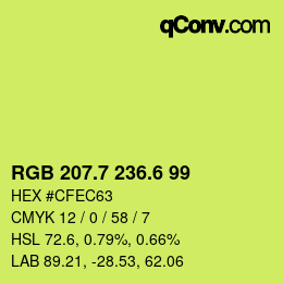 カラーコード: RGB 207.7 236.6 99 | qconv.com