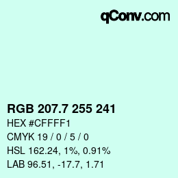カラーコード: RGB 207.7 255 241 | qconv.com