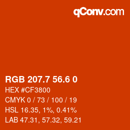 カラーコード: RGB 207.7 56.6 0 | qconv.com