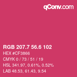 カラーコード: RGB 207.7 56.6 102 | qconv.com