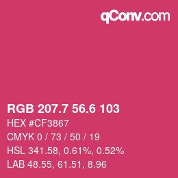 カラーコード: RGB 207.7 56.6 103 | qconv.com