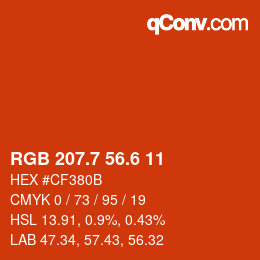 カラーコード: RGB 207.7 56.6 11 | qconv.com