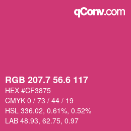 カラーコード: RGB 207.7 56.6 117 | qconv.com