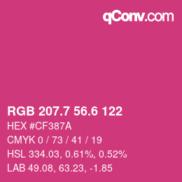 カラーコード: RGB 207.7 56.6 122 | qconv.com