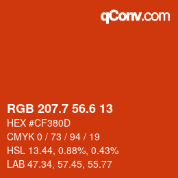 カラーコード: RGB 207.7 56.6 13 | qconv.com