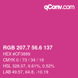 カラーコード: RGB 207.7 56.6 137 | qconv.com