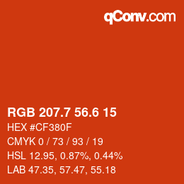 カラーコード: RGB 207.7 56.6 15 | qconv.com