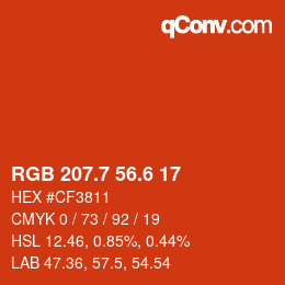 カラーコード: RGB 207.7 56.6 17 | qconv.com