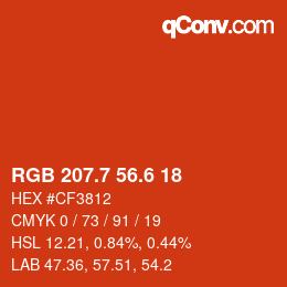カラーコード: RGB 207.7 56.6 18 | qconv.com