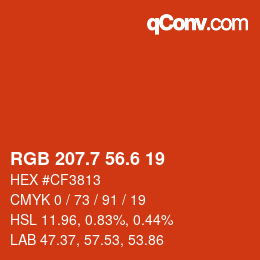 カラーコード: RGB 207.7 56.6 19 | qconv.com