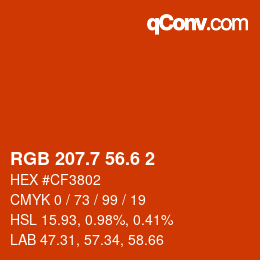 カラーコード: RGB 207.7 56.6 2 | qconv.com
