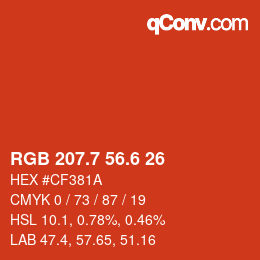 カラーコード: RGB 207.7 56.6 26 | qconv.com