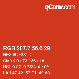 カラーコード: RGB 207.7 56.6 29 | qconv.com