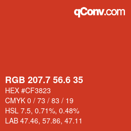 カラーコード: RGB 207.7 56.6 35 | qconv.com