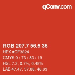 カラーコード: RGB 207.7 56.6 36 | qconv.com