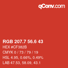 カラーコード: RGB 207.7 56.6 43 | qconv.com