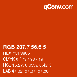 カラーコード: RGB 207.7 56.6 5 | qconv.com