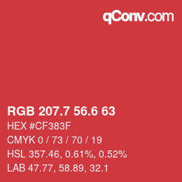 カラーコード: RGB 207.7 56.6 63 | qconv.com
