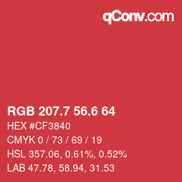 カラーコード: RGB 207.7 56.6 64 | qconv.com