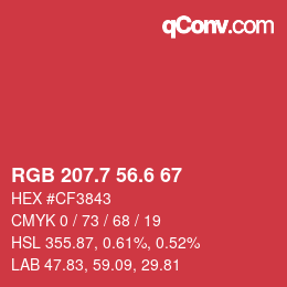 カラーコード: RGB 207.7 56.6 67 | qconv.com