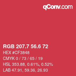 カラーコード: RGB 207.7 56.6 72 | qconv.com