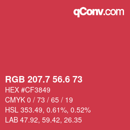カラーコード: RGB 207.7 56.6 73 | qconv.com